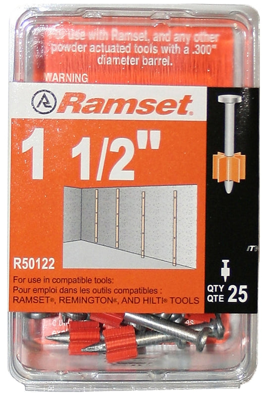 Ramset R50122 Pin Drive, 0.145 in Dia Shank, 25/PK