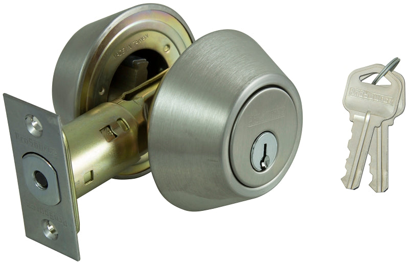 ProSource DB62V-PS Deadbolt, 3 Grade, Stainless Steel, 2-3/8 to 2-3/4 in Backset, KW1 Keyway