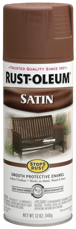 Rust-Oleum 7774830 Rust Preventative Spray Paint, Low Satin, Chestnut, 12 oz, Can