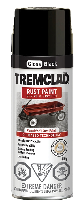 Rust-Oleum 27026B512 Rust Preventative Spray Paint, Gloss, Black, 340 g, Can