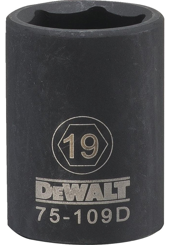 DeWALT DWMT75109OSP Deep Impact Socket, 19 mm Socket, 1/2 in Drive, 6 -Point, Steel, Black Oxide