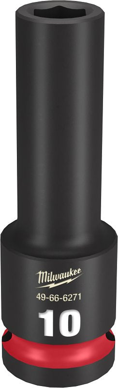 Milwaukee SHOCKWAVE Impact Duty Series 49-66-6271 Deep Impact Socket, 10 mm Socket, 1/2 in Drive, Square Drive, 6-Point