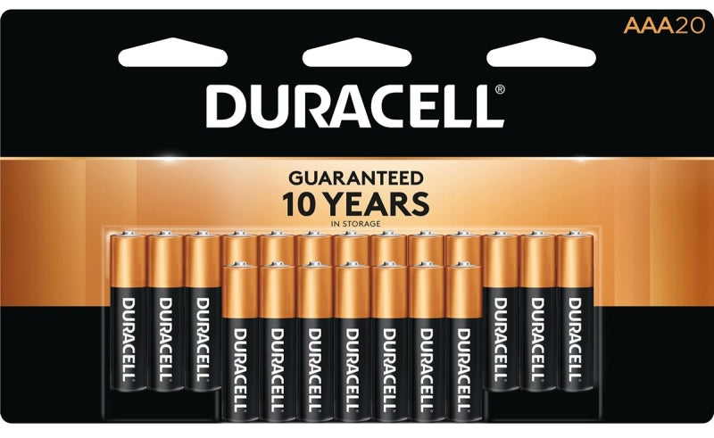 Duracell MN2400B20 Battery, 1.5 V Battery, 1175 mAh, AAA Battery, Alkaline, Rechargeable: No, Black/Copper