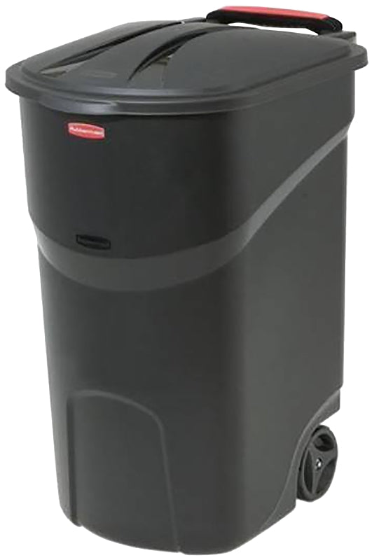 Rubbermaid 2008188 Wheeled Trash Can with Lid, 45 gal Capacity, Plastic, Black, Hinged Closure