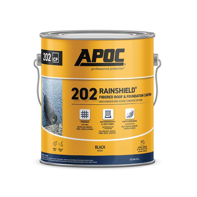 APOC 202 Rainshield AP-202 Series AP-2021 Fibered Roof and Foundation Coating, Black, 1 gal, Pail, Liquid