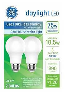 GE Basic Series 93131944 Light Bulb, 120 V, 10.5 W, LED Lamp, 890 Lumens, 5000 K Color Temp