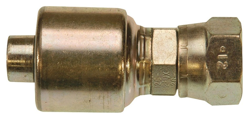 Gates MegaCrimp G25170-0608 Hose Coupling, 3/4-16, Crimp x JIC, Steel, Zinc