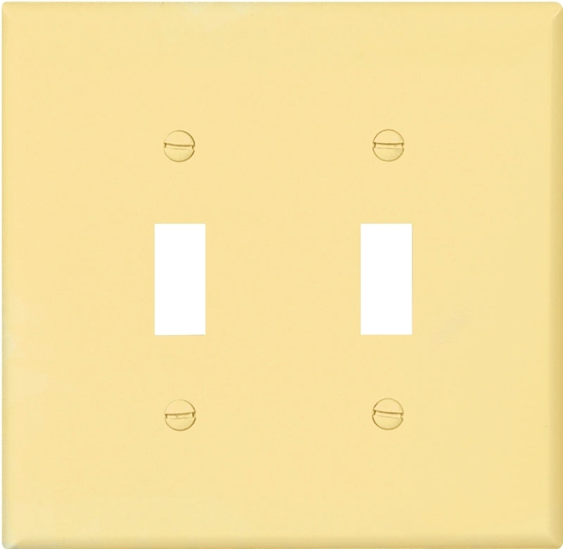 Eaton Wiring Devices PJ2V Wallplate, 4-7/8 in L, 4.94 in W, 2 -Gang, Polycarbonate, Ivory, High-Gloss