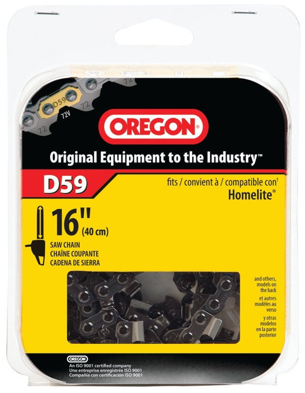 Oregon D59 Chainsaw Chain, 16 in L Bar, 0.05 Gauge, 3/8 in TPI/Pitch, 59-Link