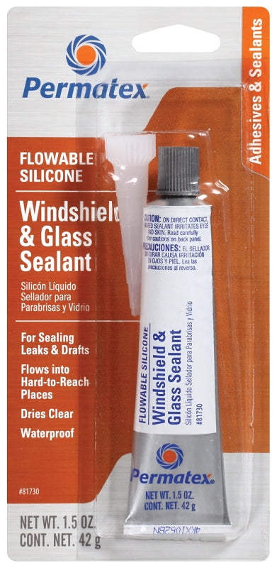 Permatex 81730 Windshield and Glass Sealer, 1.5 fl-oz Tube, Paste, Mild, Clear