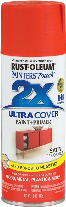 Rust-Oleum 263149 Spray Paint, Satin, Fire Orange, 12 oz, Can