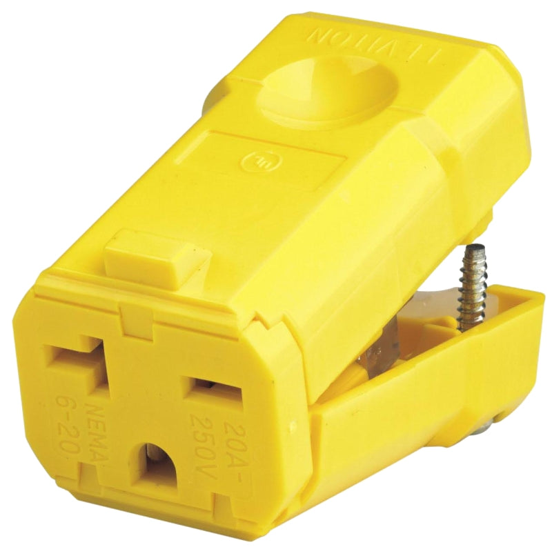 Leviton 021-05459-0PB Electrical Connector, 2 -Pole, 20 A, 250 VAC, Yellow