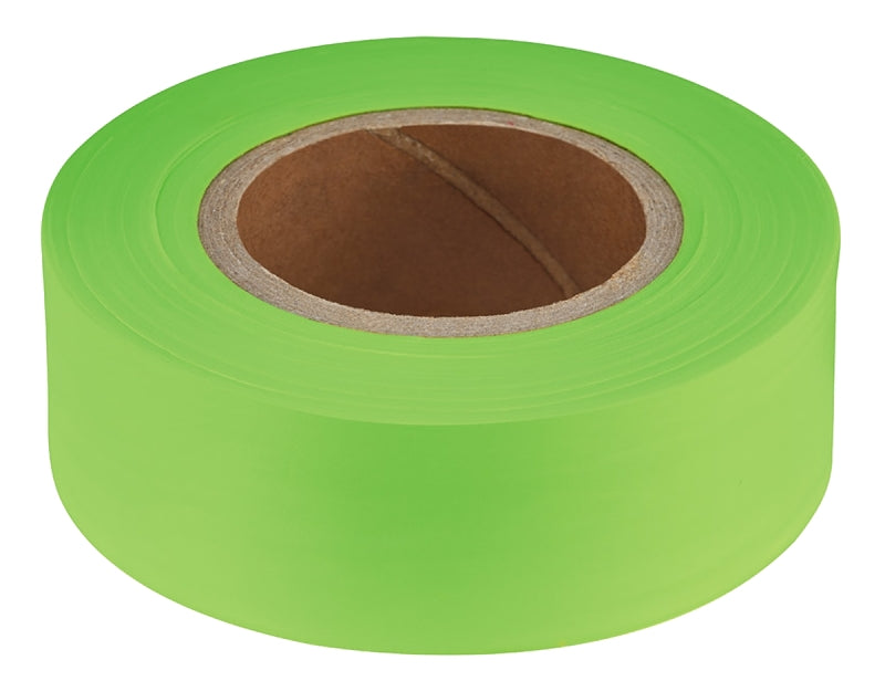 Empire 77-001 Flagging Tape, 200 ft L, 1 in W, Lime Green, Plastic