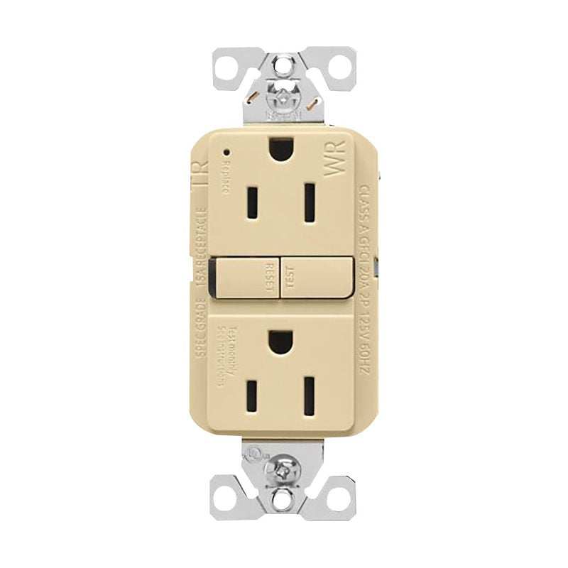 Eaton TWRGF15V Tamper and Weather-Resistant GFCI Receptacle, 125 V, 15 A, NEMA: NEMA 5-15R, Back, Side Wiring