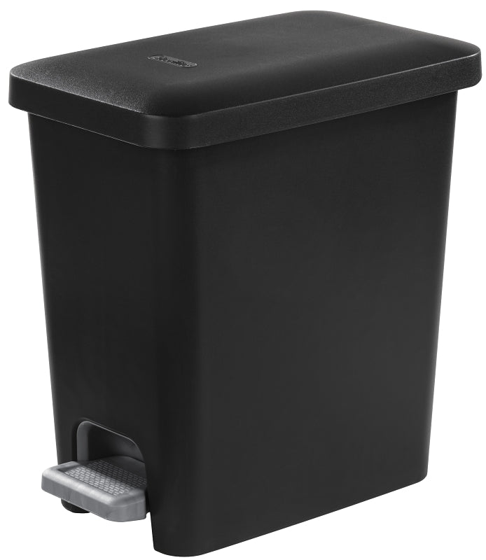 Sterilite 10619002 Rectangular Step-on Wastebasket, 2.7 gal Capacity, Plastic, Black