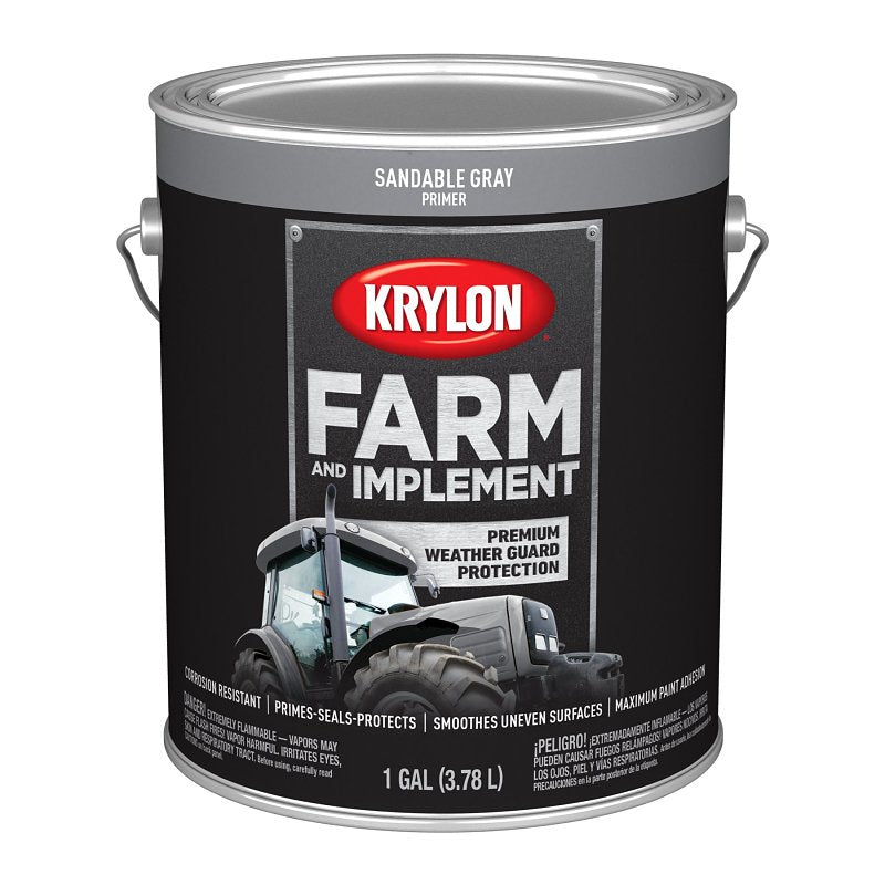 Krylon Ko1981008 Farm & Implement Brush-On Primer, Sandable Gray, 1 Gal