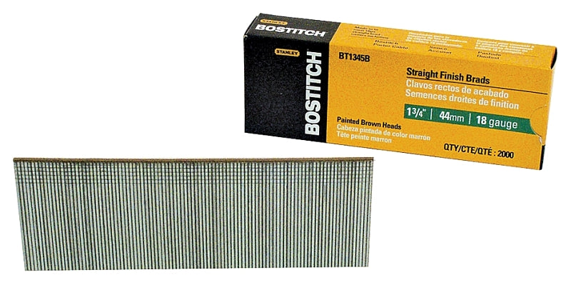 Bostitch BT1345B-1M Nail, 1-3/4 in L, 18 Gauge, Steel, Coated, Brad Head, Smooth Shank, 1000/PK