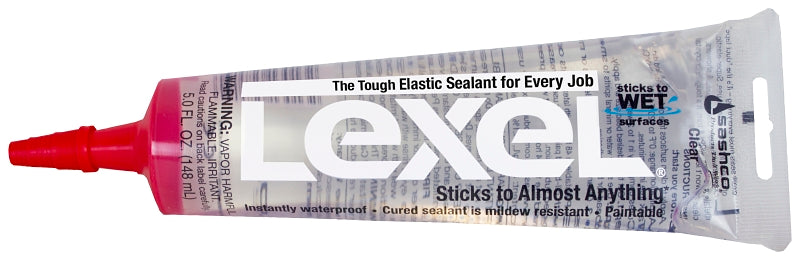 Sashco 13017 Elastomeric Sealant, Clear, 7 days Curing, 0 to 120 deg F, 5 oz, Squeeze Tube