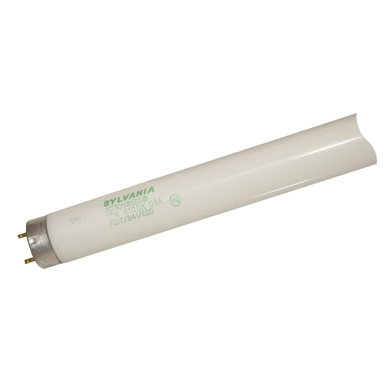 Sylvania 22137 Fluorescent Bulb, 17 W, T8 Lamp, Medium G13 Lamp Base, 1270 Lumens, 4100 K Color Temp, Cool White Light