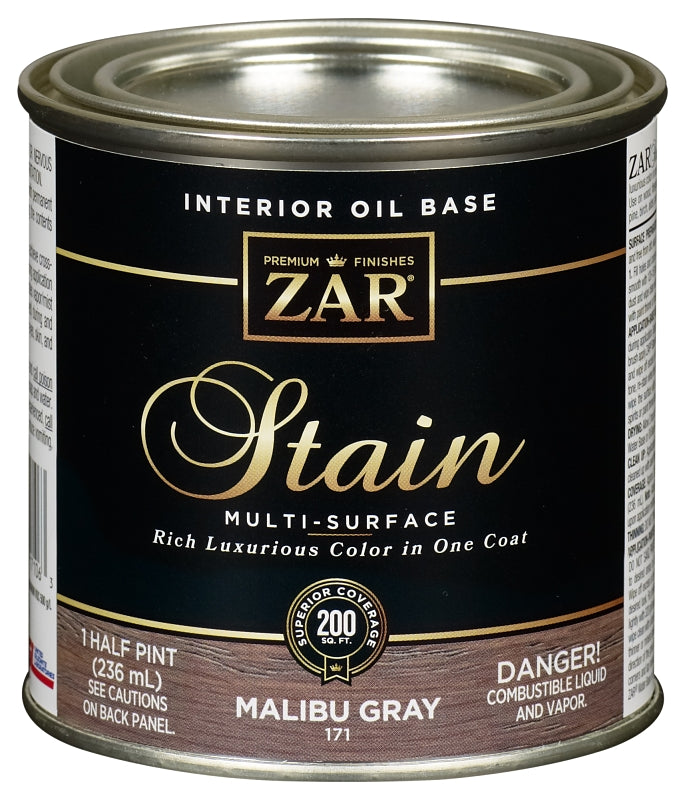 ZAR 17106 Interior Wood Stain, Malibu Gray, Liquid, 0.5 pt, Can