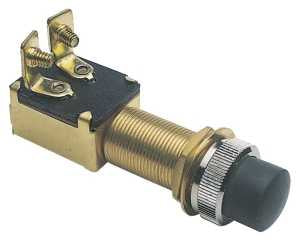 Calterm 45110 Starter Switch, 15 A, 12 VDC, SPST, Screw Terminal, Brass Housing Material, Black/Brown