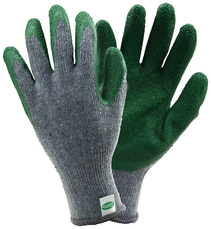 Scotts SC30501 L3P Coated Gloves, Men's, L, Elastic Knit Wrist Cuff, Latex Coating, Polyester Glove, Gray