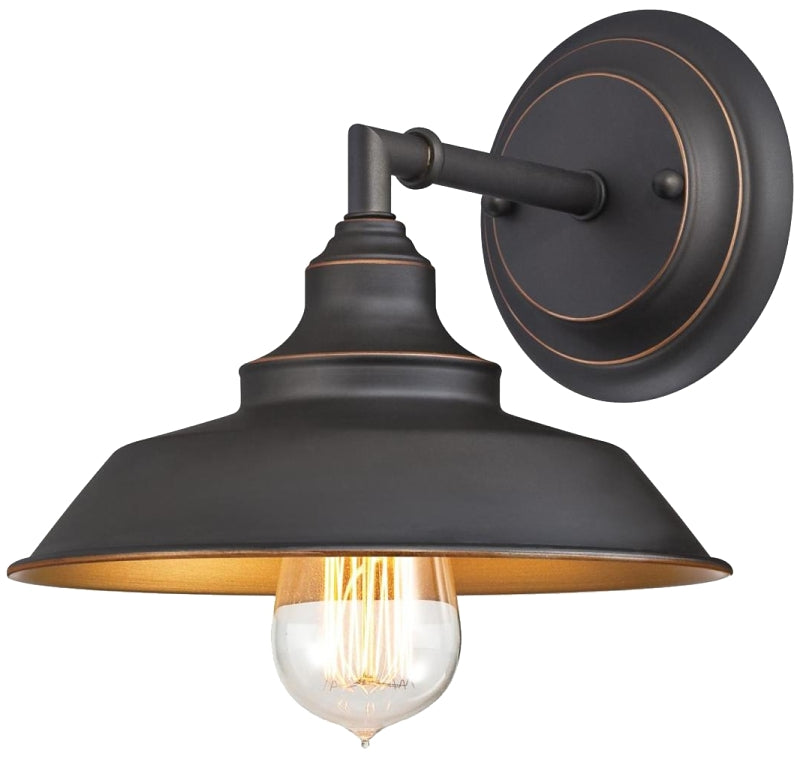 Westinghouse Iron Hill Series 63448 Wall Fixture, 60 W, 1-Lamp, LED Lamp, Oil-Rubbed Bronze Fixture