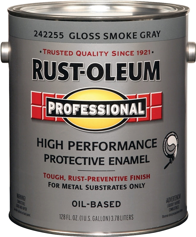 RUST-OLEUM PROFESSIONAL 242255 Protective Enamel, Gloss, Smoke Gray, 1 gal Can