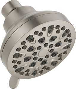 Peerless 76438BN Shower Head, 1.5 gpm, 1/2 in Connection, 4-Spray Function, Plastic, Brushed Nickel, 2-7/8 in L