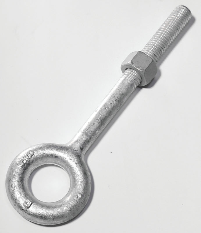 BARON 24-5/8X4 Eye Bolt, 5/8 in Thread, 2 in L Thread, 1-1/4 in ID x 2-1/2 in OD Dia Eye, 4 in L Shank, Galvanized Steel