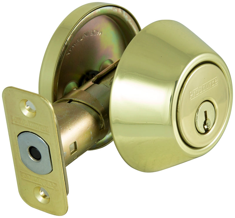 ProSource Signature Series D271-RU5B Deadbolt, 3 Grade, Polished Brass, 2-3/8, 2-3/4 in Backset, KW1 Keyway