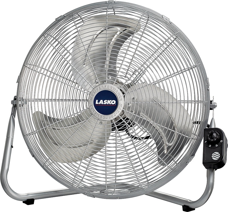 Lasko 2265 High-Velocity Fan, 120 V, 20 in Dia Blade, 3-Speed, 2785 cfm Air, Silver