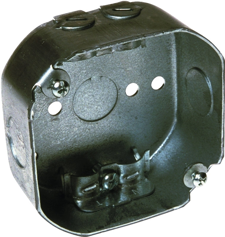 Raco 146 Octagonal Box, 4 in OAW, 1-1/2 in OAD, 4 in OAH, 1-Gang, 3-Knockout, Galvanized Steel Housing Material, Gray