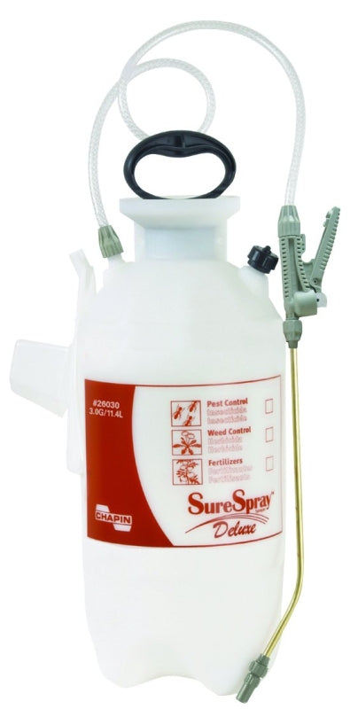 CHAPIN SureSpray 26030 Compression Sprayer, 3 gal Tank, Poly Tank, 34 in L Hose