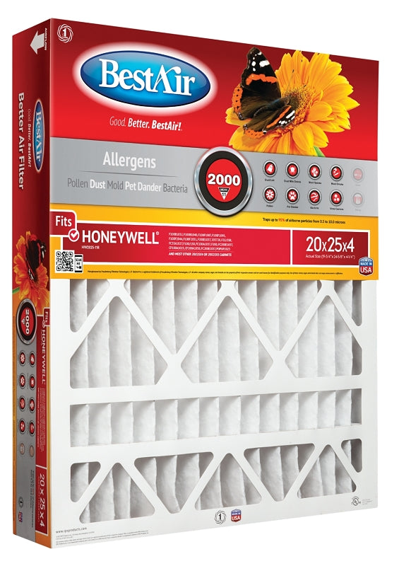 BestAir HW2025-11R Air Filter, 25 in L, 20 in W, 11 MERV, 1000 to 1200 MPR