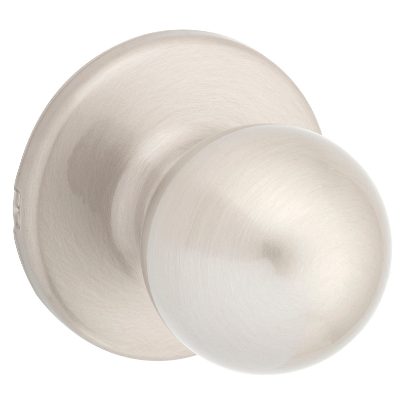 Kwikset 200P 15CP Passage Knob, Zinc, Satin Nickel, 2-3/8 to 2-3/4 in Backset, 1-3/8 to 1-3/4 in Thick Door