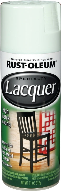 Rust-Oleum SPECIALTY 1904830 Lacquer Spray Paint, Gloss, Liquid, White, 11 oz, Aerosol Can