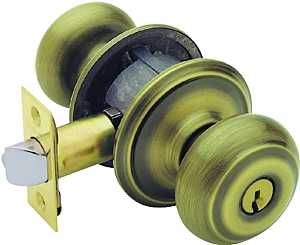 Schlage Georgian Series F51A GEO609KA4 Entry Knob, Knob Handle, Antique Brass, Metal, C Keyway, Residential, 2 Grade