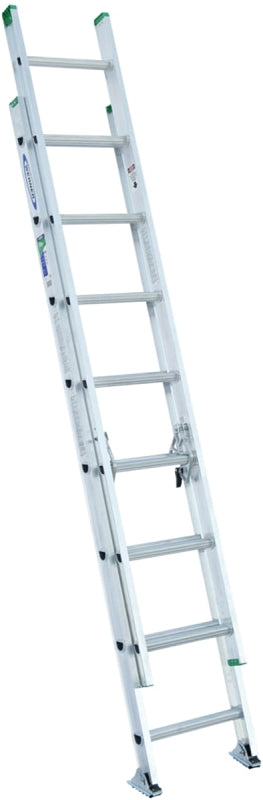 Werner D1216-2 Extension Ladder, 15 ft H Reach, 225 lb, Aluminum