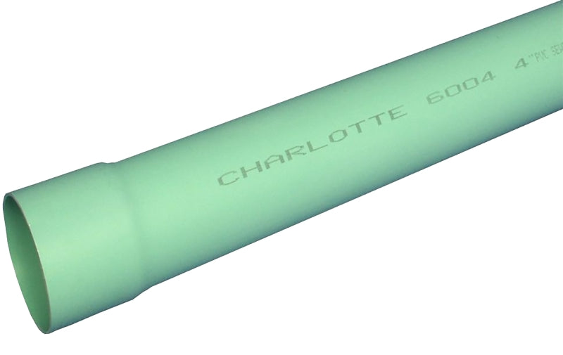 Charlotte Pipe S/M 06006 0600 Pipe, 6 in, 10 ft L, PVC, Green