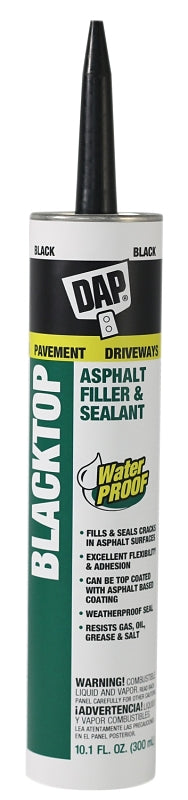 DAP 18020 High-Performance Filler and Sealant, Paste, Black, Strong Solvent, 10.1 oz Cartridge