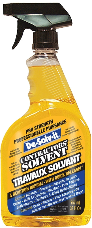 De-Solv-it 11846 Contractor Solvent, 33 oz, Liquid, Citrus, Clear/Orange