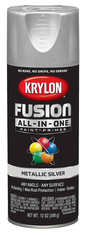 Krylon K02773007 Spray Paint, Metallic, Silver, 12 oz, Can