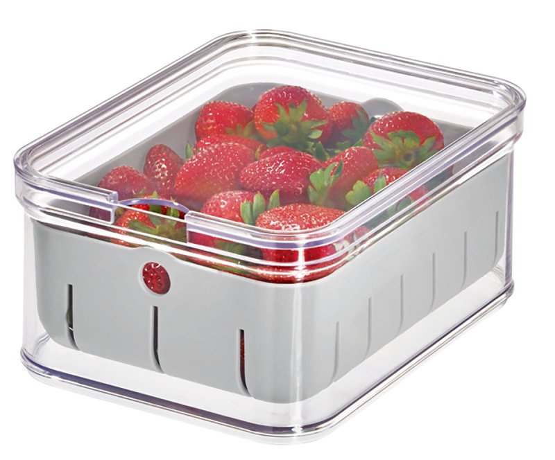 iDESIGN Crisp Produce 71643 Storage Bin, 8.32 in L, 6.32 in W, 3.76 in H, Plastic, Gray