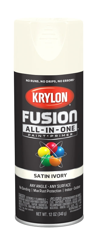 Krylon K02739007 Spray Paint, Satin, Ivory, 12 oz, Can