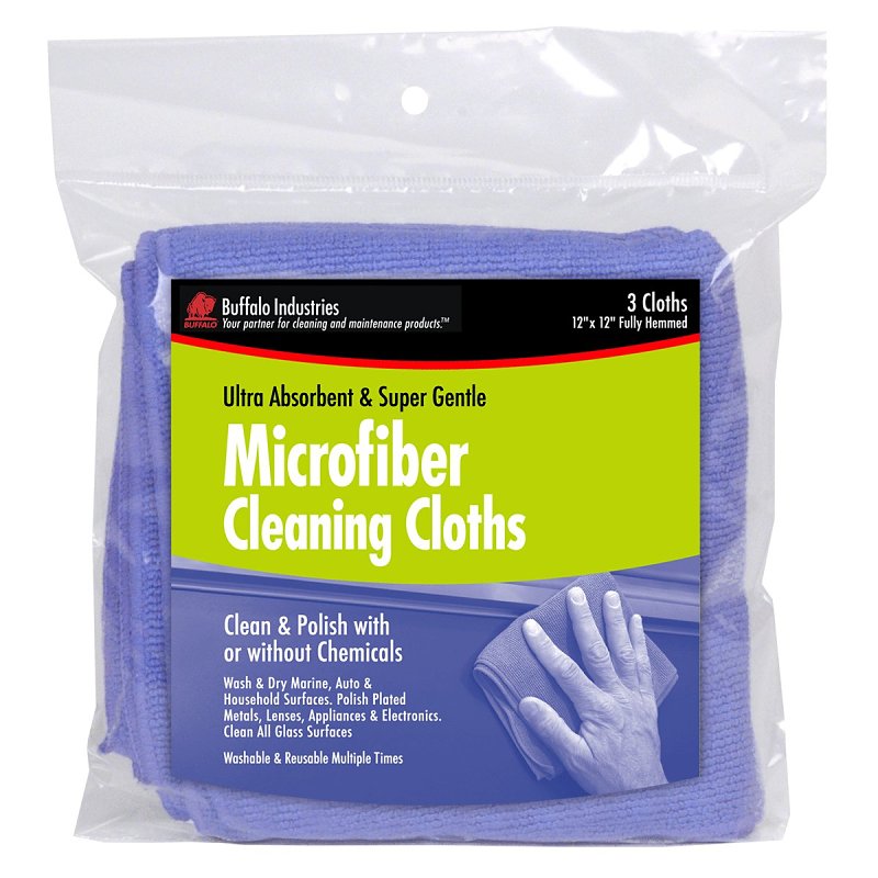 Buffalo 64000 Cleaning Cloth, 12 in L, 12 in W, Polyester/Polyamide, Blue