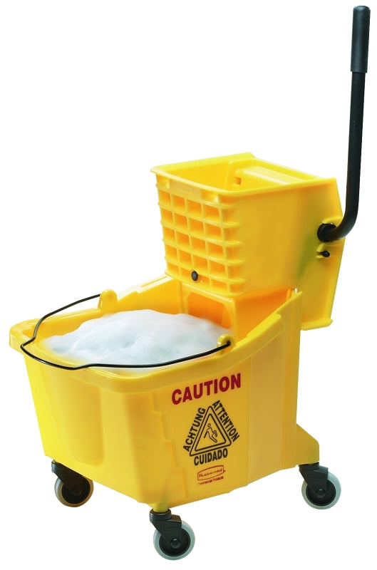 Rubbermaid FG758021YEL Mop Wringer Bucket with Wheels, 35 qt Capacity, Plastic Bucket/Pail, Yellow