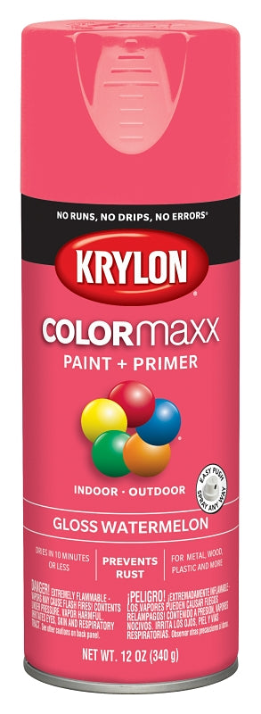 Krylon K05544007 Enamel Spray Paint, Gloss, Watermelon, 12 oz, Can