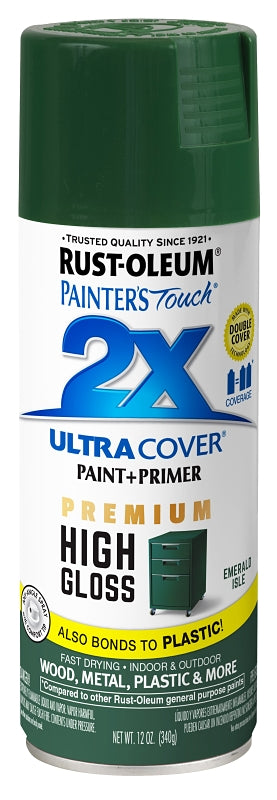 Rust-Oleum 366989 General-Purpose Paint, High-Gloss, Emerald Isle, 12 oz, Aerosol Can