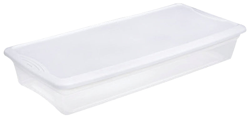 Sterilite 19608006 Storage Box, Plastic, Clear/White, 34-7/8 in L, 16-5/8 in W, 6-1/8 in H